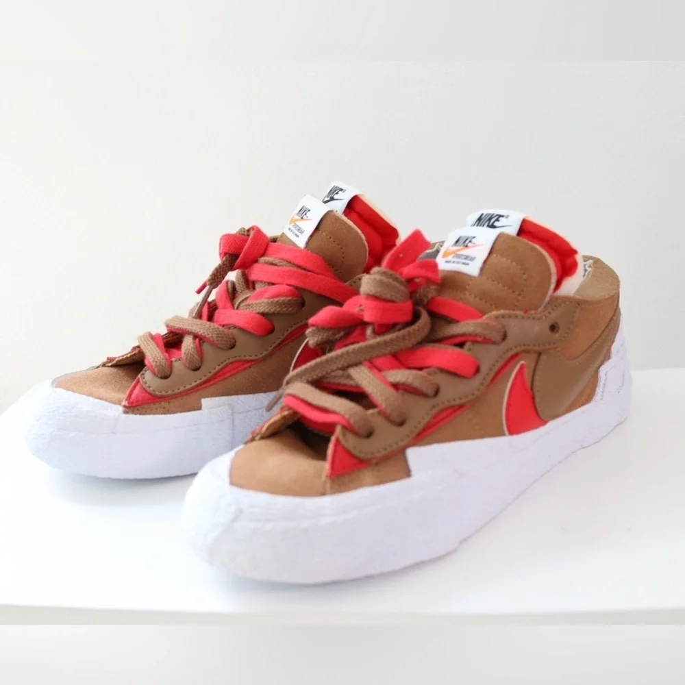 New Nike Blazer Low x Sacai British Tan 2021 Sneakers Size 5.5